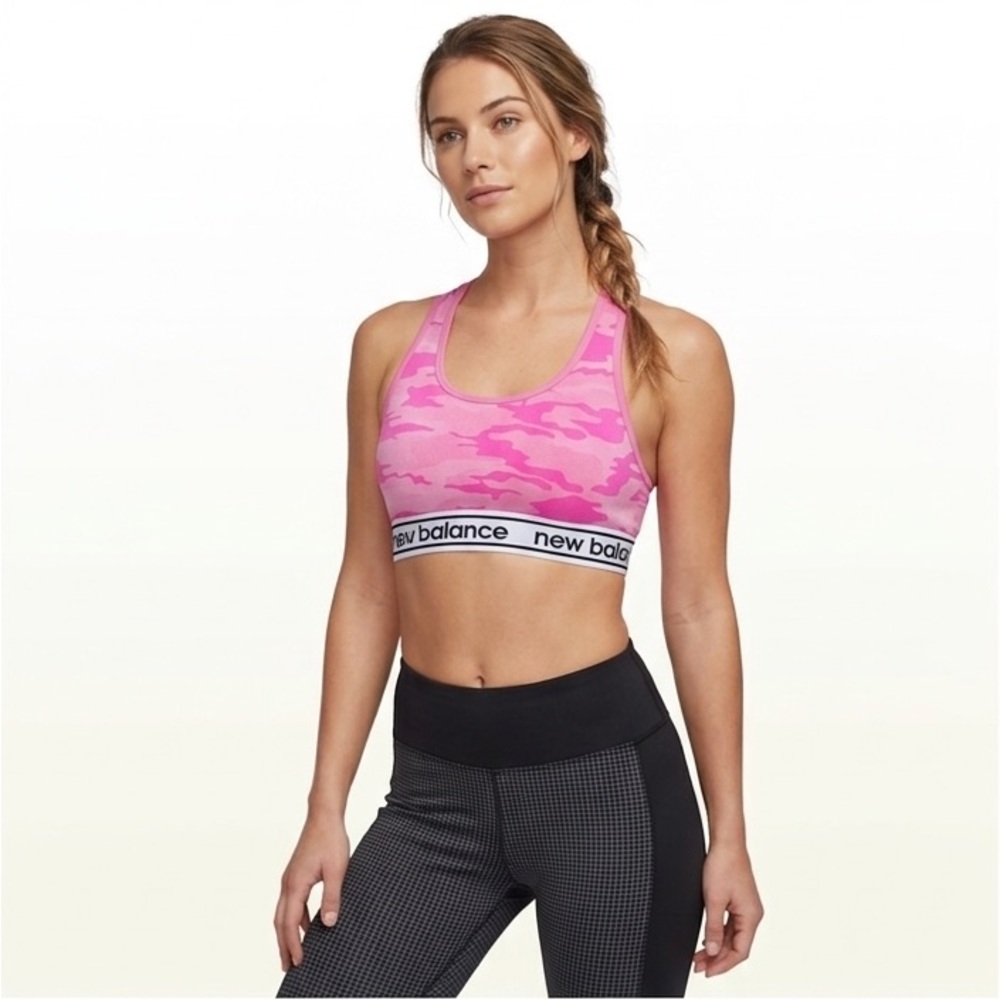 New Balance Pink Army Print Sports Bra